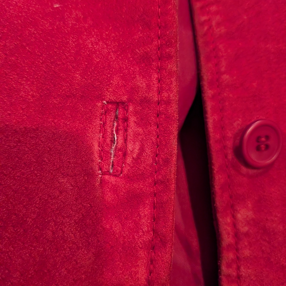 Red Suede Button-Up Jacket - image 7